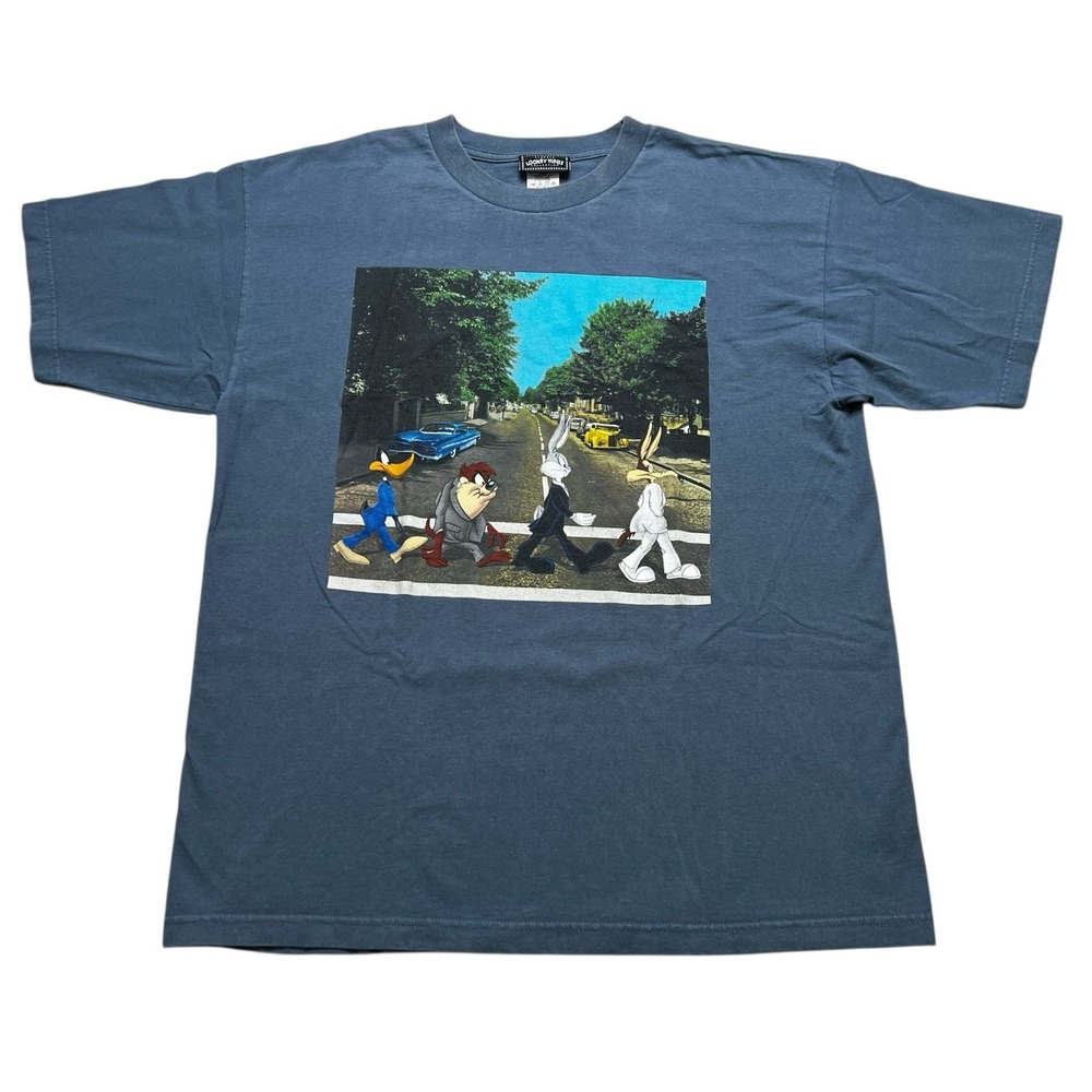 Looney Tunes T-Shirt Mens XL Blue Abbey Road Parody Vintage Graphic Tee Cotton - Picture 1 of 7